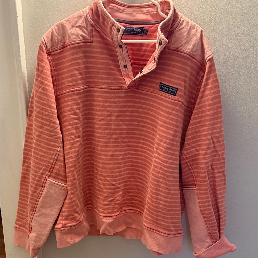 Vineyard Vines Coral Striped Sweatshirt